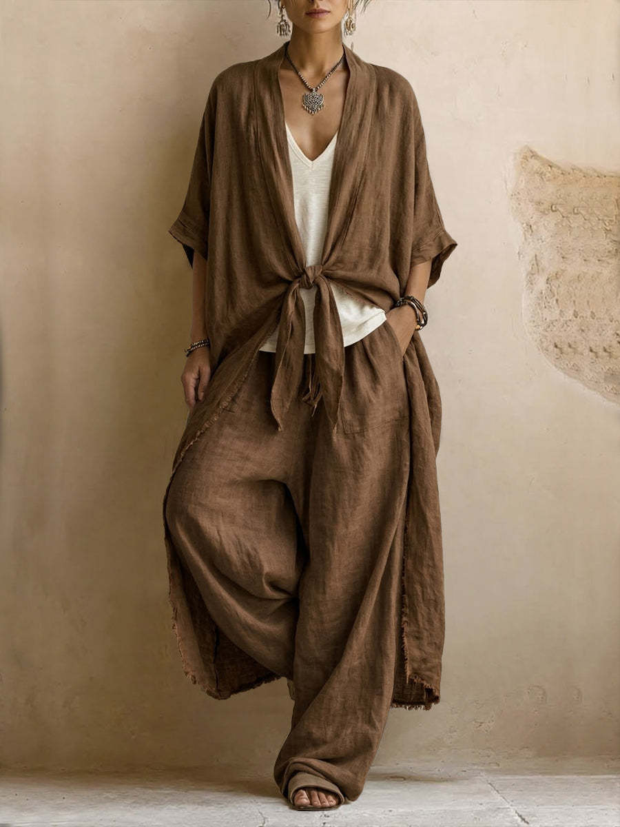 Oversized Kimono & Wijde Pantalon Twee-Delige Set