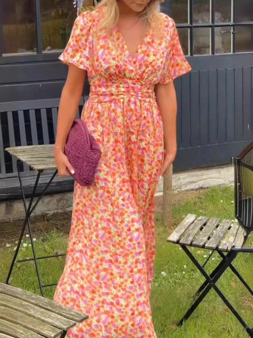 Élina – Lange vloeiende bloemenjurk