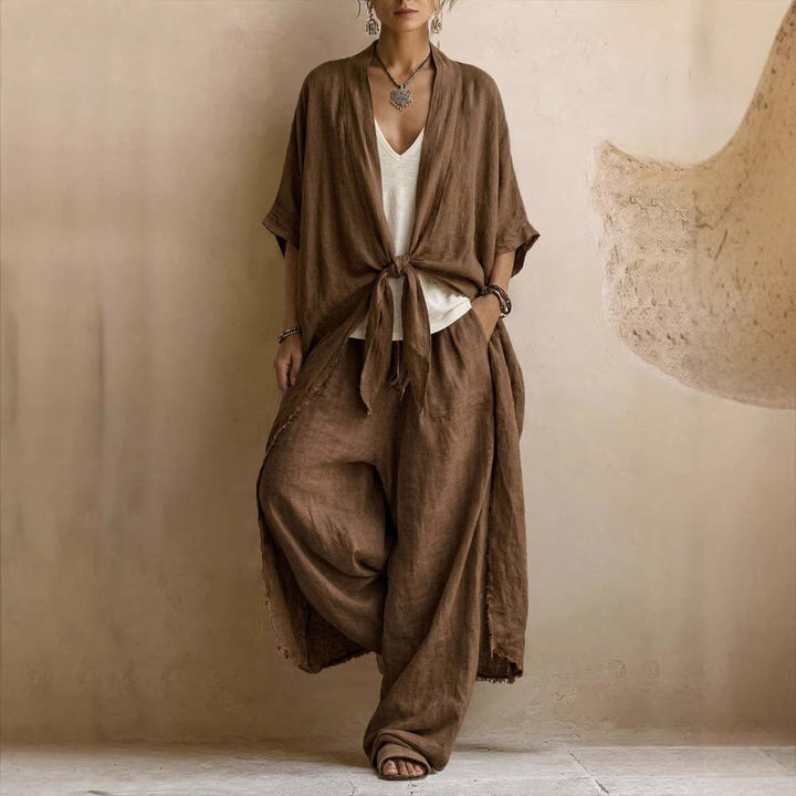 Oversized Kimono & Wijde Pantalon Twee-Delige Set