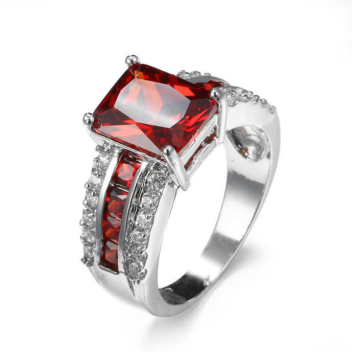 Zilveren Ring met Robijn in Gesplitst Bandontwerp