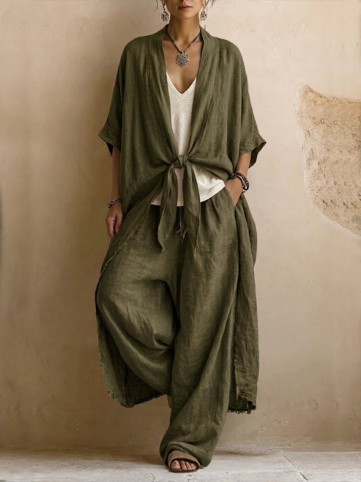 Oversized Kimono & Wijde Pantalon Twee-Delige Set