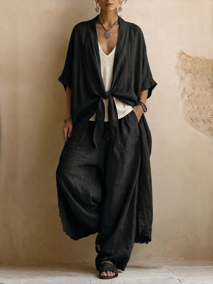 Oversized Kimono & Wijde Pantalon Twee-Delige Set