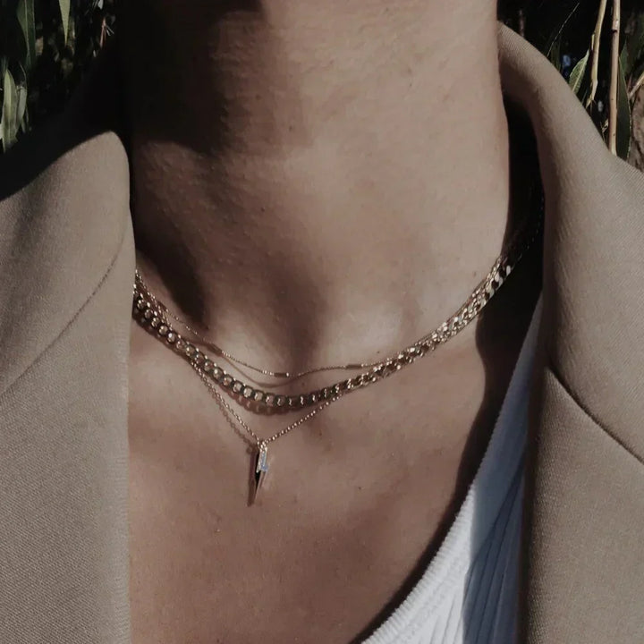 Vintage collier met platte schakels en gouden ketting