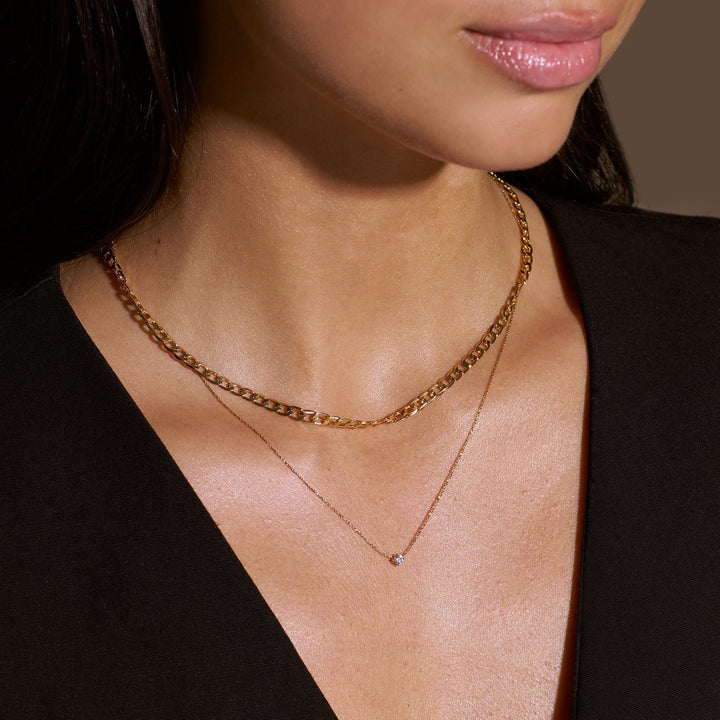Vintage collier met platte schakels en gouden ketting