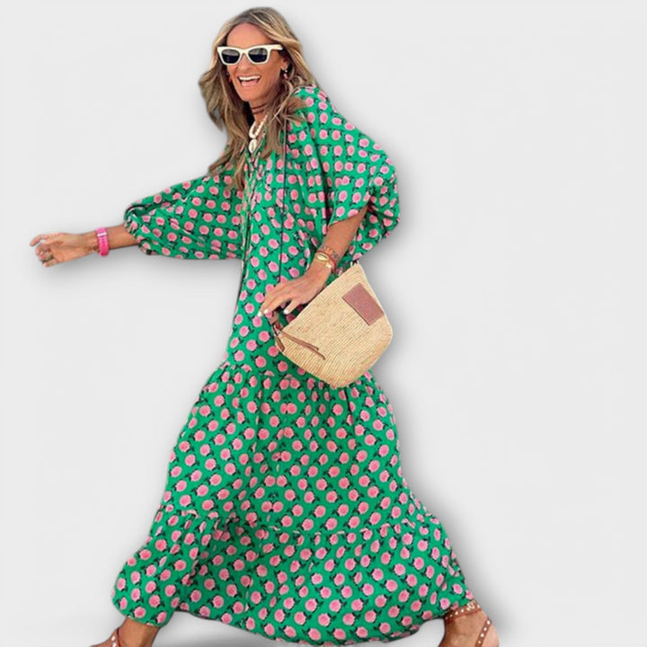 Elegante geometrische maxi-jurk