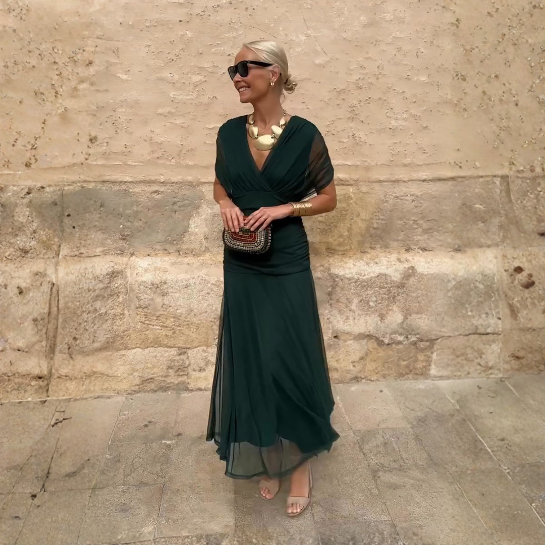 Louise | Elegante Maxi Feestjurk met V-hals
