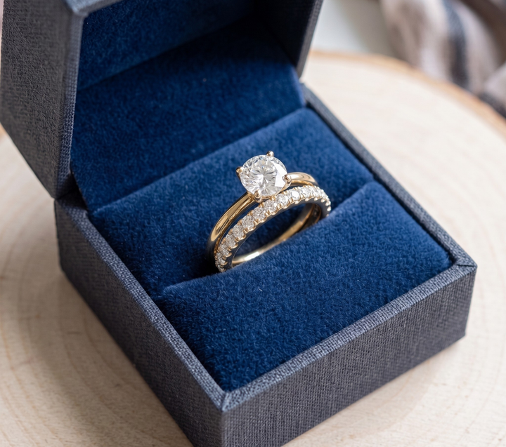 Noemi Goudkleurige Solitair & Zirkonia Ring Set