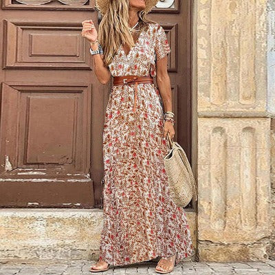 Justine™ – Lange boho jurk met riem