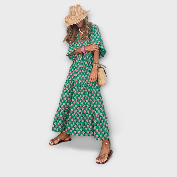 Elegante geometrische maxi-jurk
