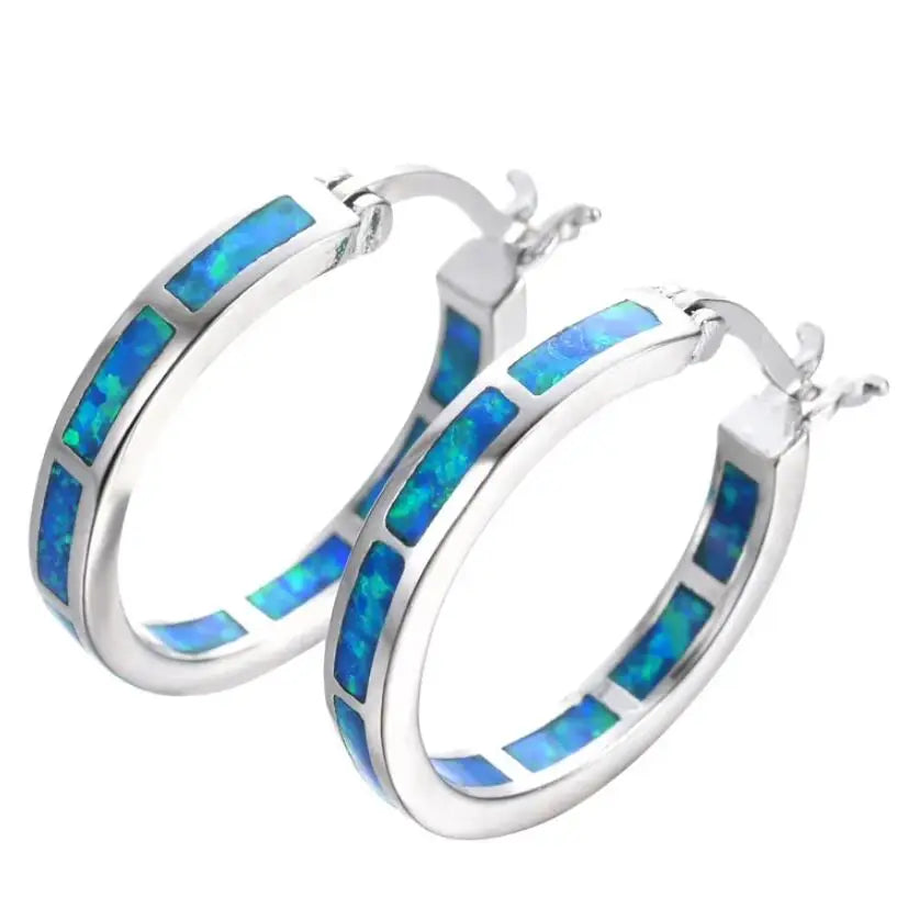 Chique Creolen met Blauwe Opal
