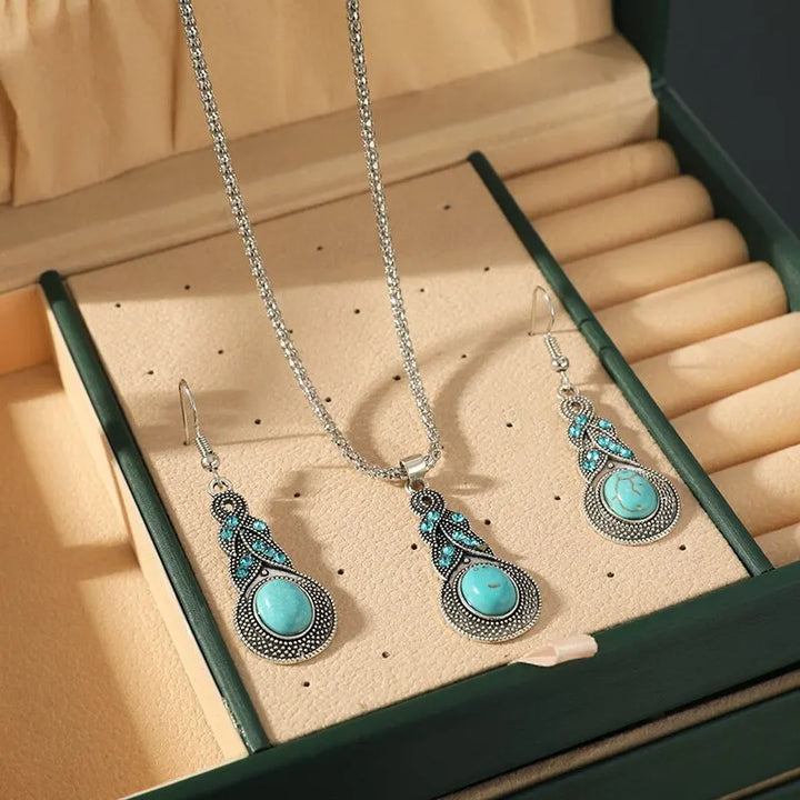 Vintage Turquoise Stones Sieraden Set