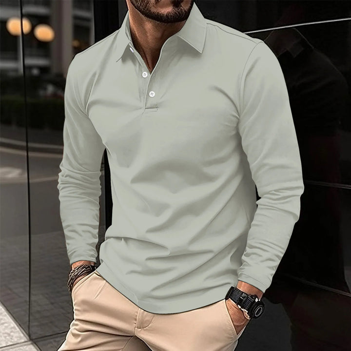 Ethan™ - Casual Poloshirt met Lange Mouwen