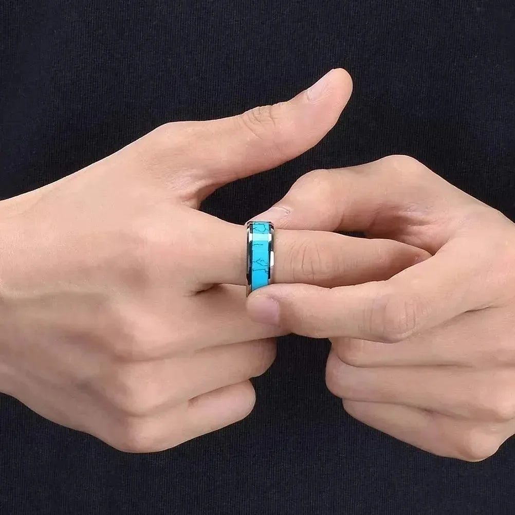 Verfijnde Ringen van Roestvrij Staal met Turquoise