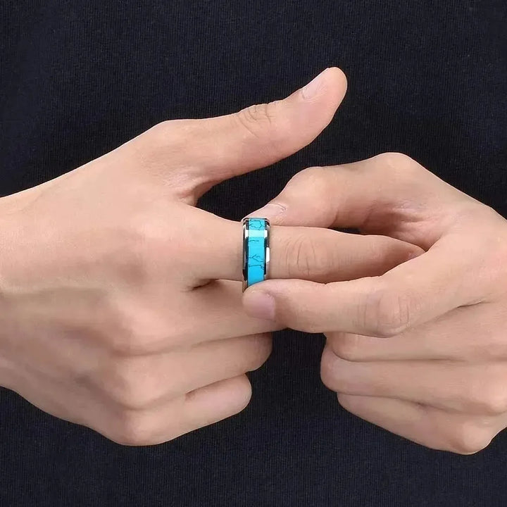 Verfijnde Ringen van Roestvrij Staal met Turquoise