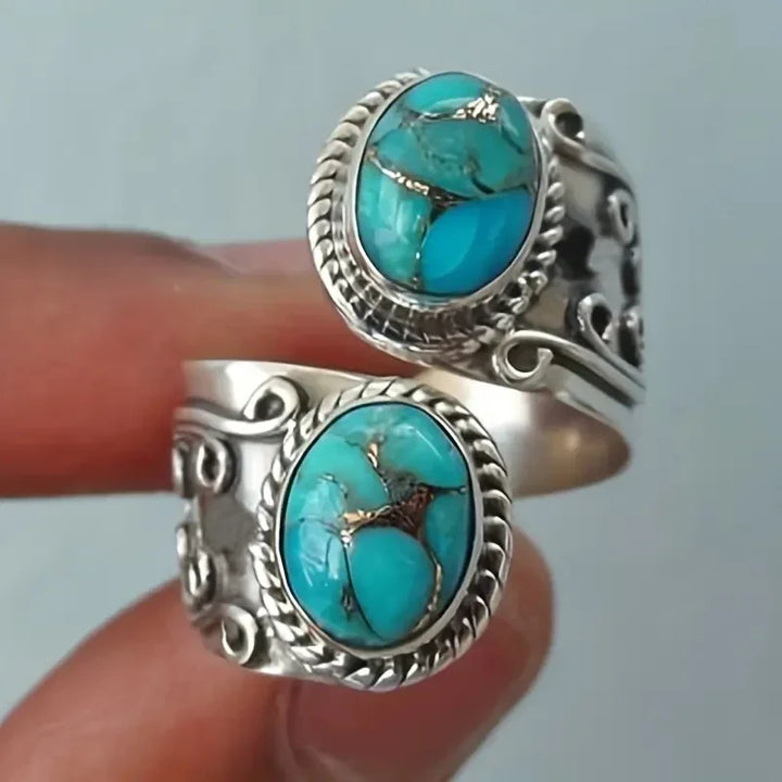 Elegante Vintage Turquoise Kruisring