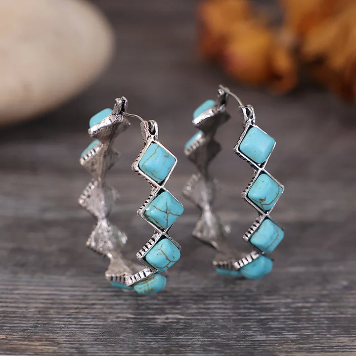 Vintage Turquoise U-Vormige Hoops