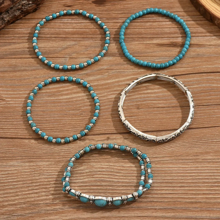 Boheemse Turquoise Kralen Armband Set