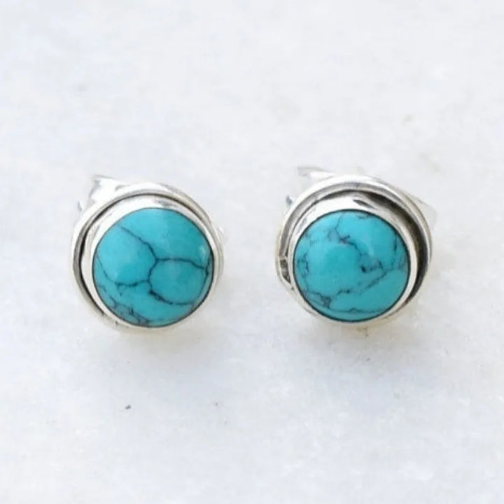 Antieke Ronde Turquoise Steentjes Oorbellen