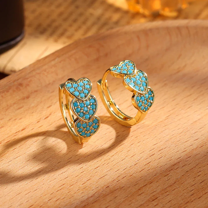 Chique Turquoise Blauwe Bloem Hoepel Oorbellen