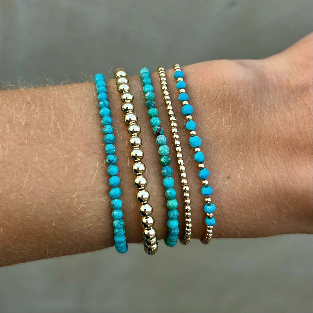 Chique 18K Gouden Turquoise Kralenarmband