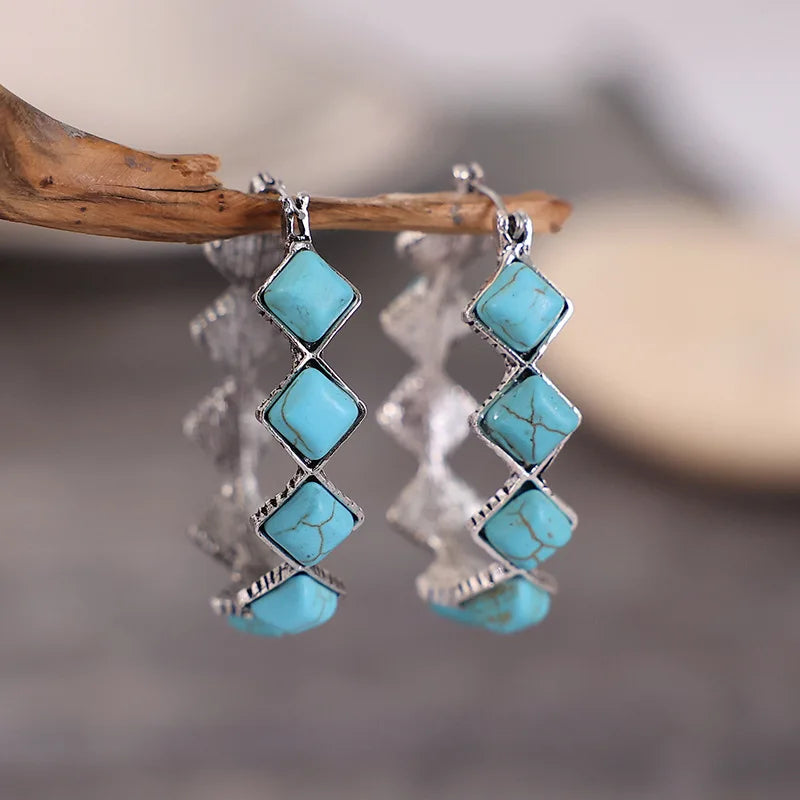 Vintage Turquoise U-Vormige Hoops