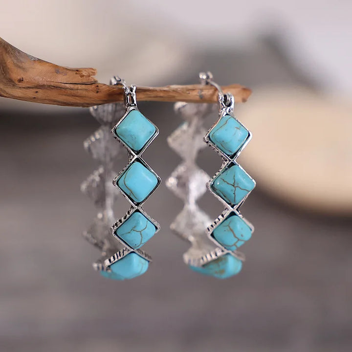 Vintage Turquoise U-Vormige Hoops