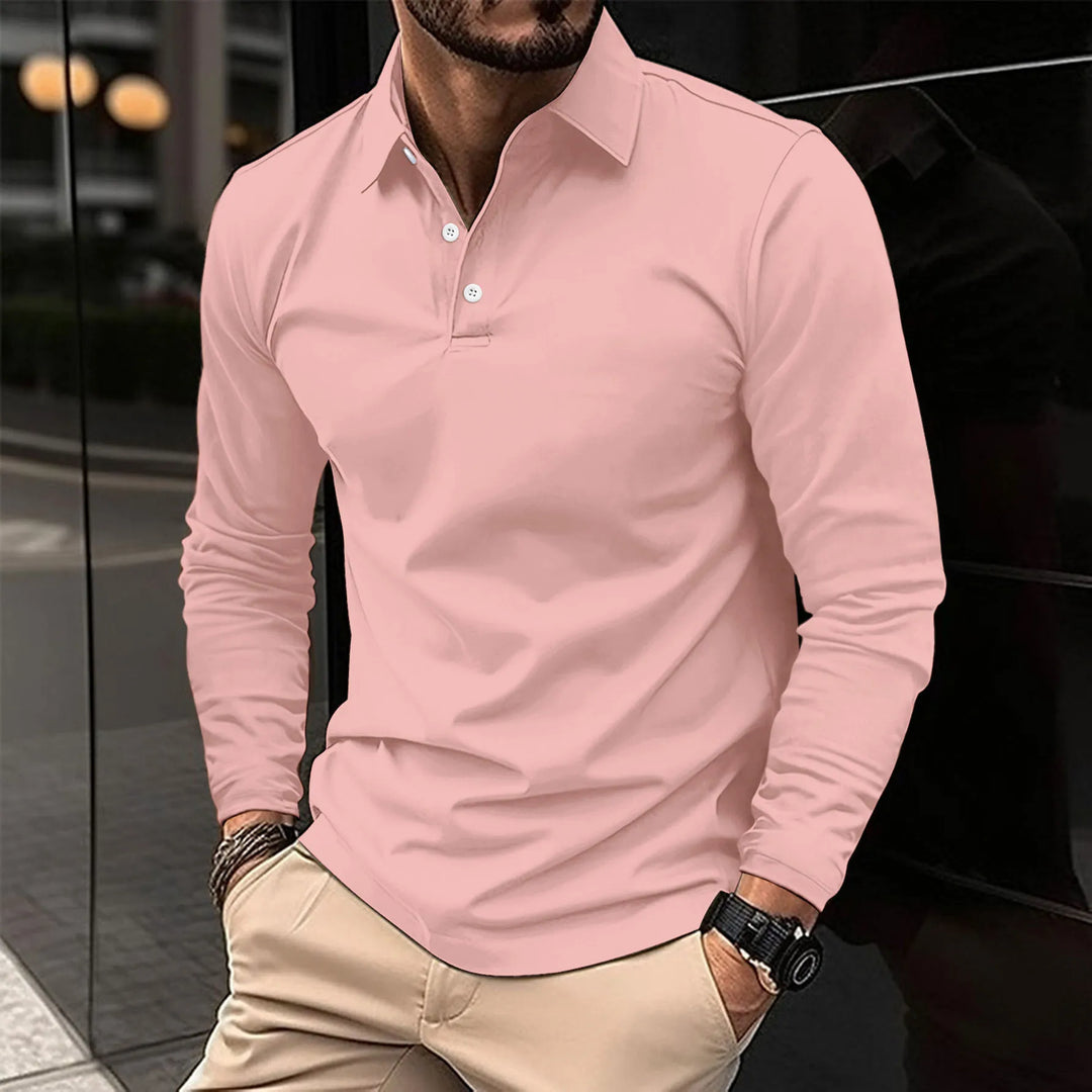 Ethan™ - Casual Poloshirt met Lange Mouwen