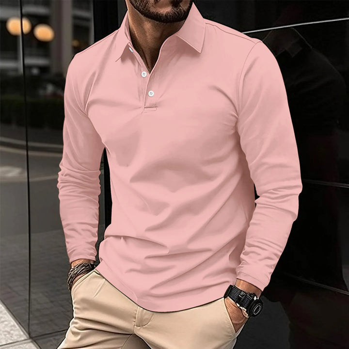 Ethan™ - Casual Poloshirt met Lange Mouwen