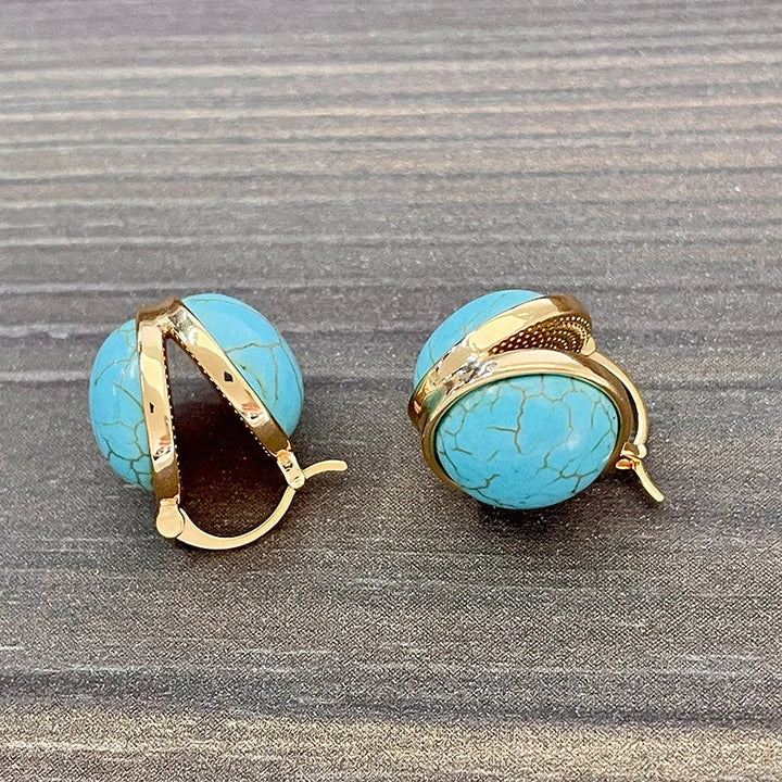 Elegante Vintage Geometrische Turquoise Stud Oorbellen