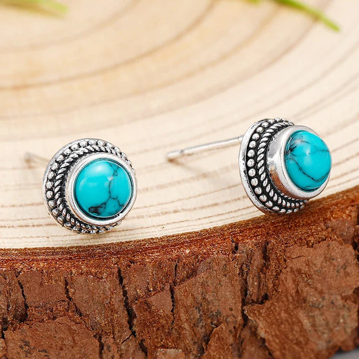 Vintage Boheemse Imitatie Turquoise Stud Oorbellen