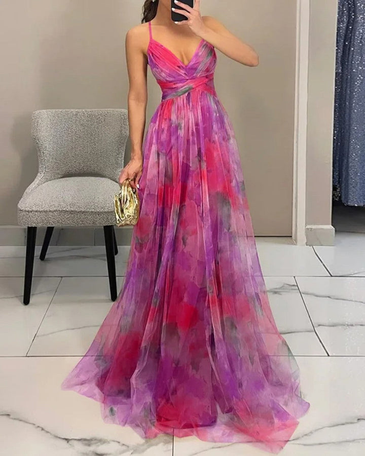 Claudia|™ Lange betoverende jurk met bloemenprint