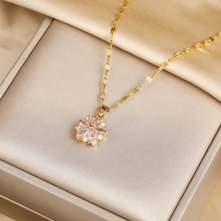 Collier Sakura Rose Romantique in Roestvrij Staal