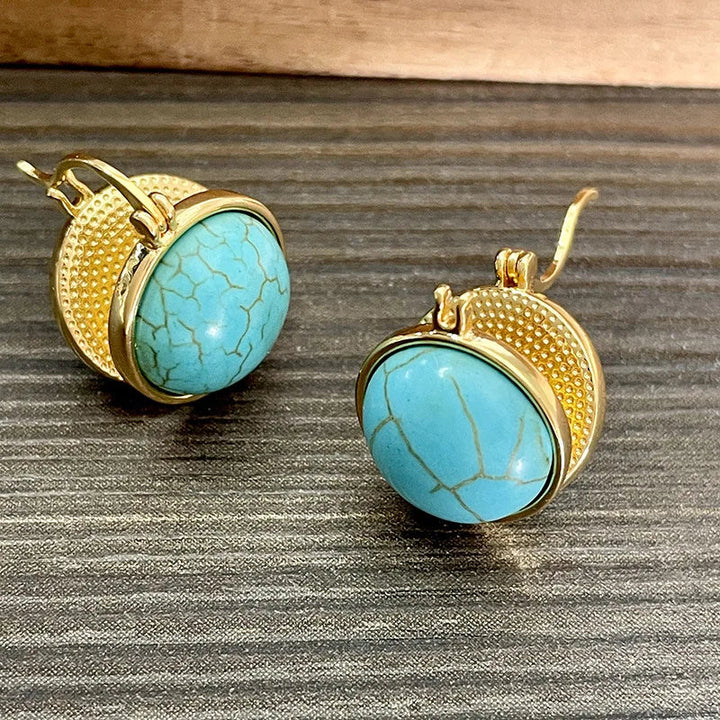 Elegante Vintage Geometrische Turquoise Stud Oorbellen
