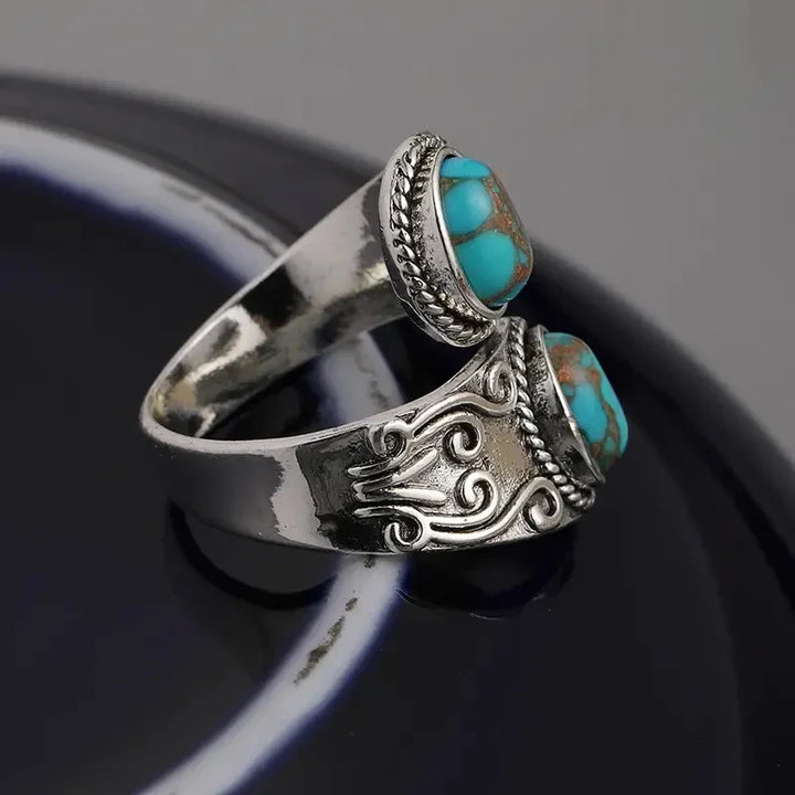 Elegante Vintage Turquoise Kruisring