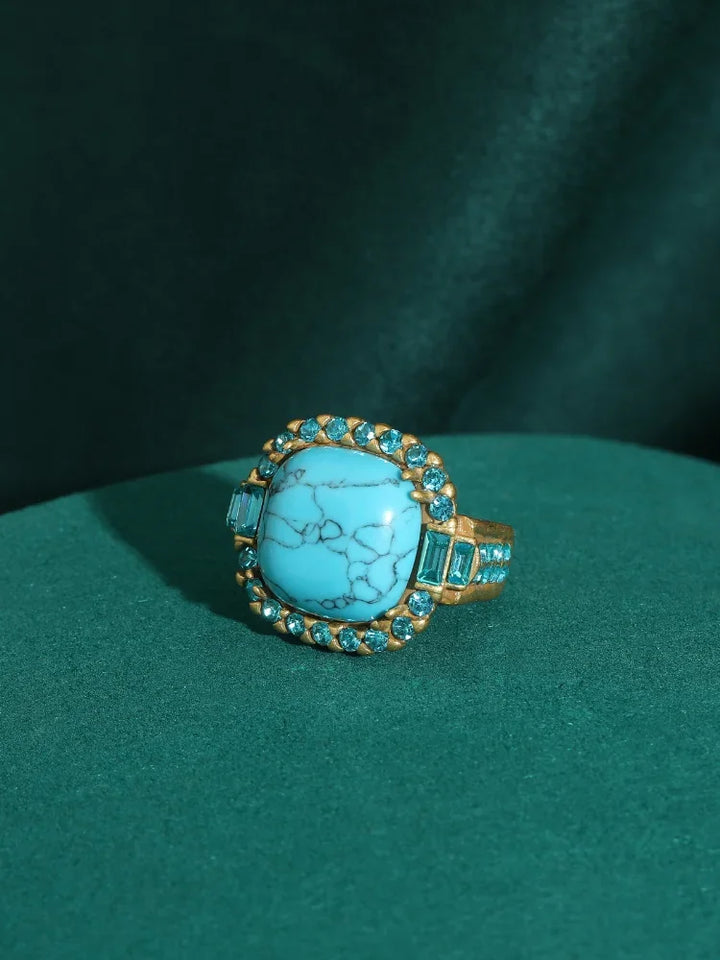 Vintage Art Deco Turquoise Gouden Ring