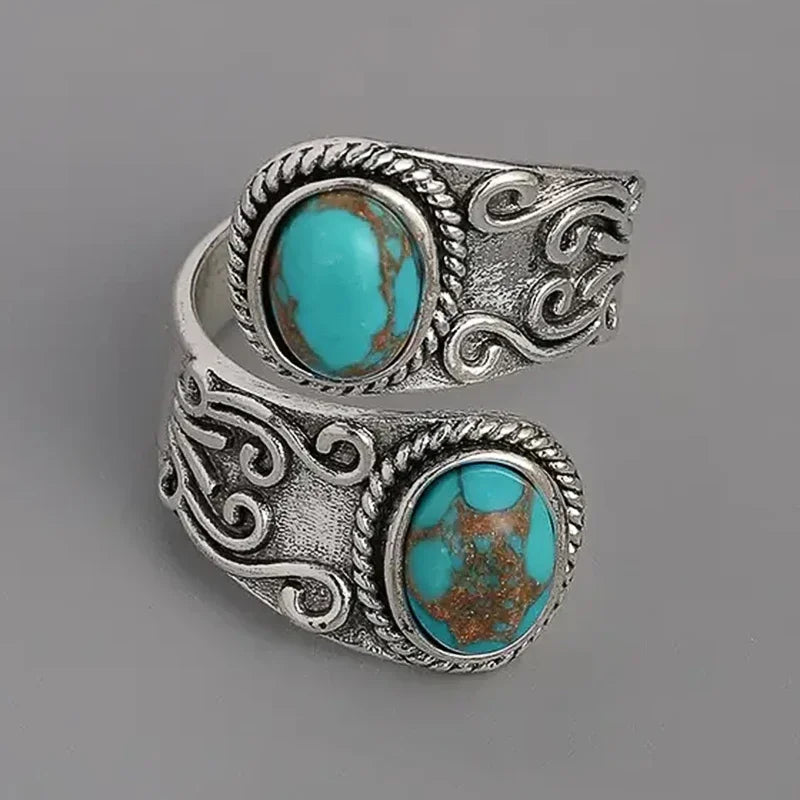 Elegante Vintage Turquoise Kruisring