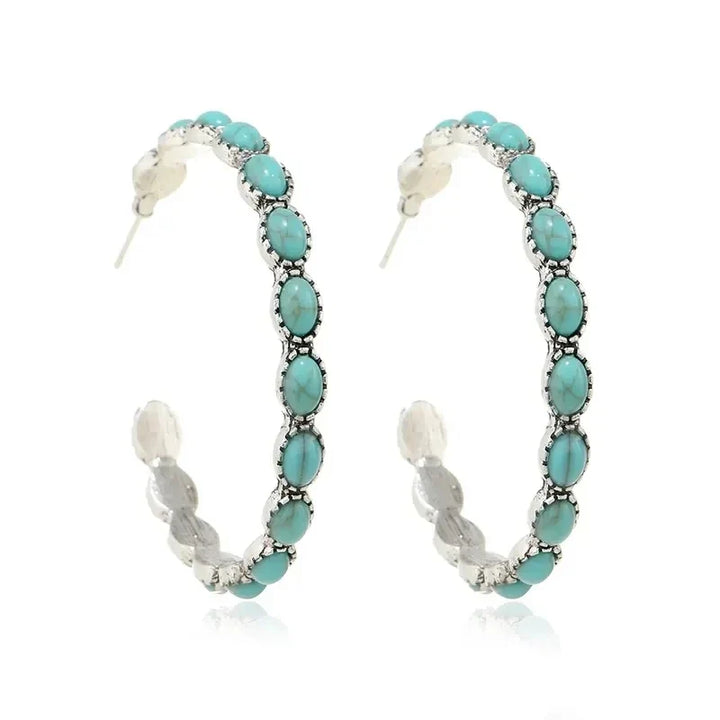 Vintage Boheemse Turquoise Cirkel Oorbellen