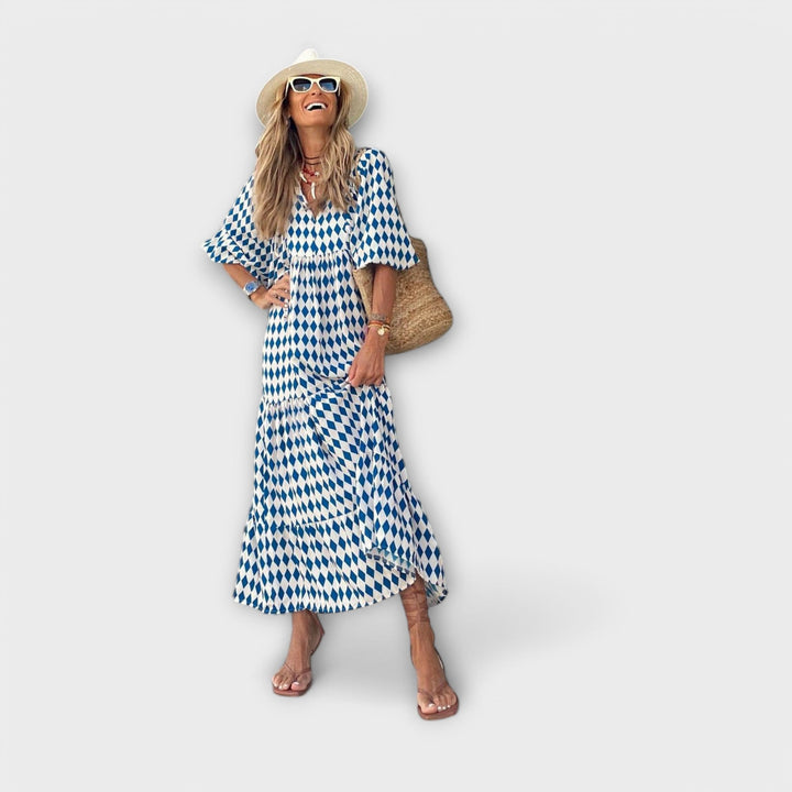 Elegante geometrische maxi-jurk