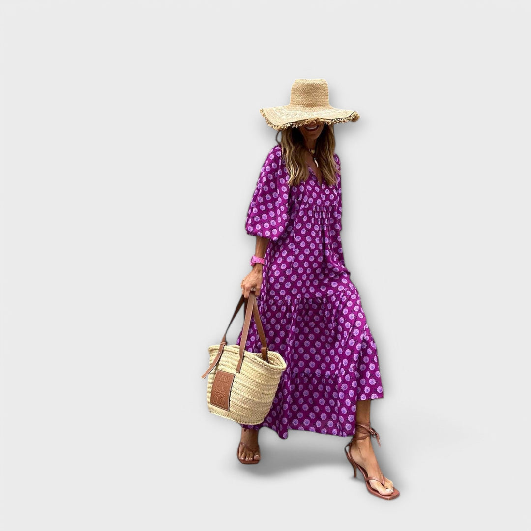 Elegante geometrische maxi-jurk