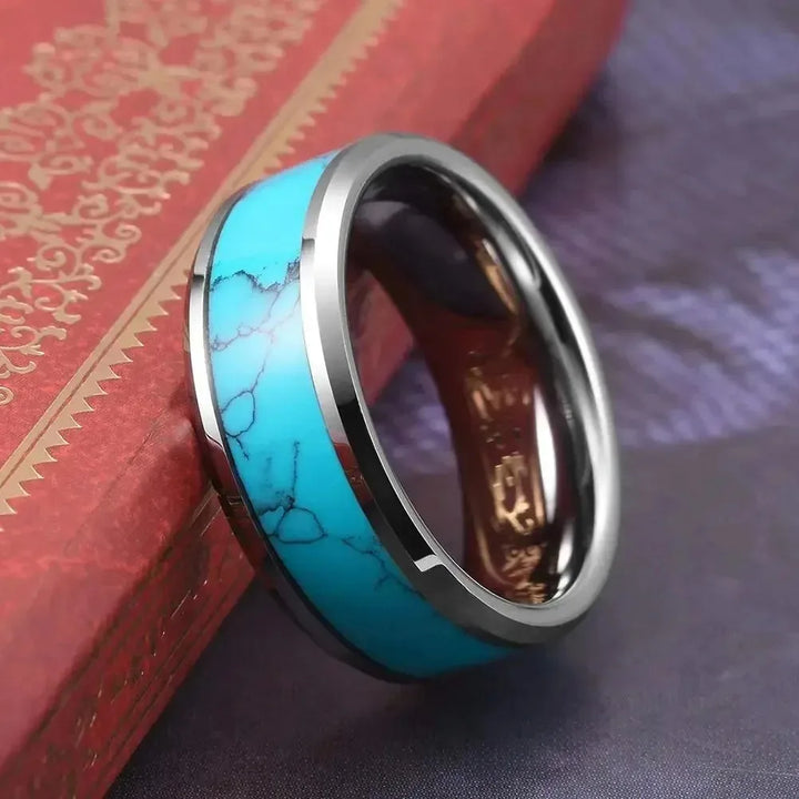 Verfijnde Ringen van Roestvrij Staal met Turquoise