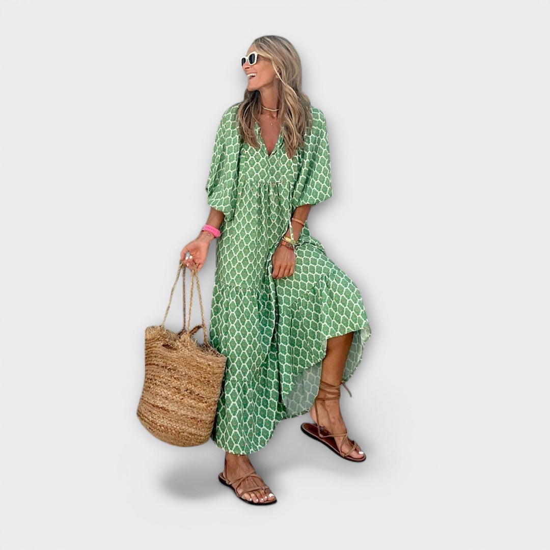 Elegante geometrische maxi-jurk