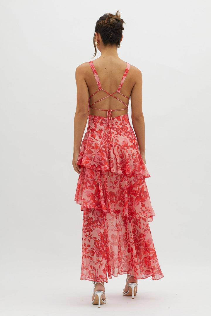 LISA | Bloemige Volant Maxi Jurk