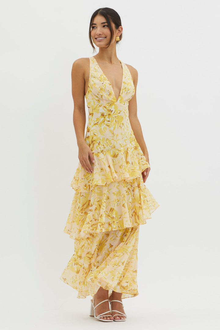 LISA | Bloemige Volant Maxi Jurk