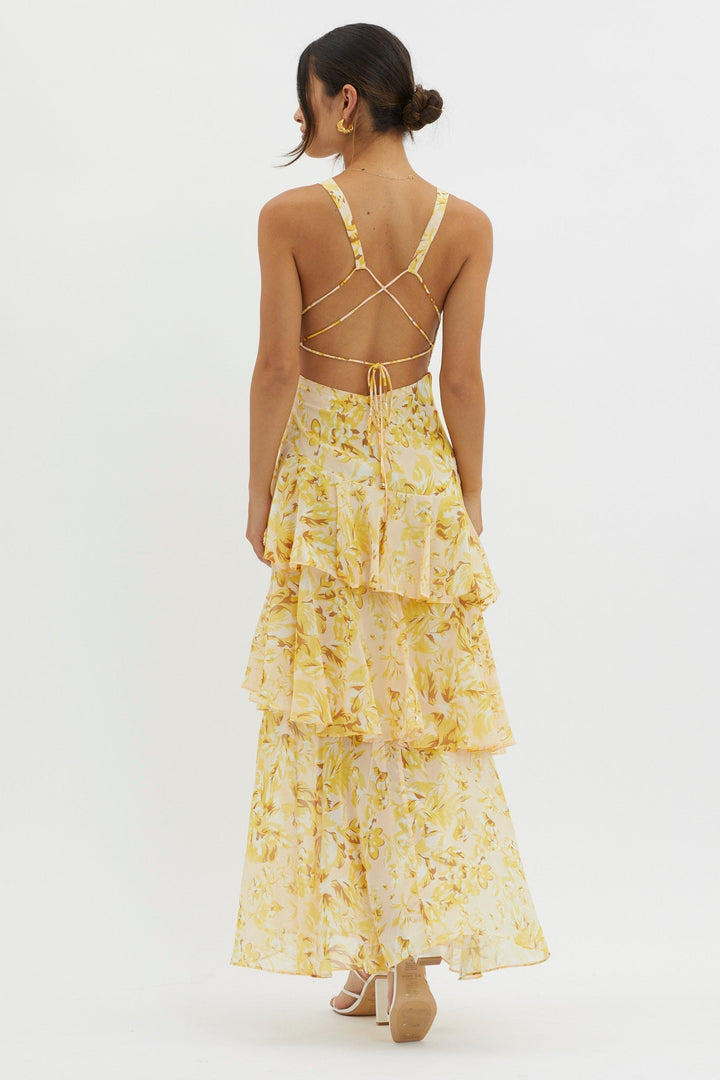 LISA | Bloemige Volant Maxi Jurk