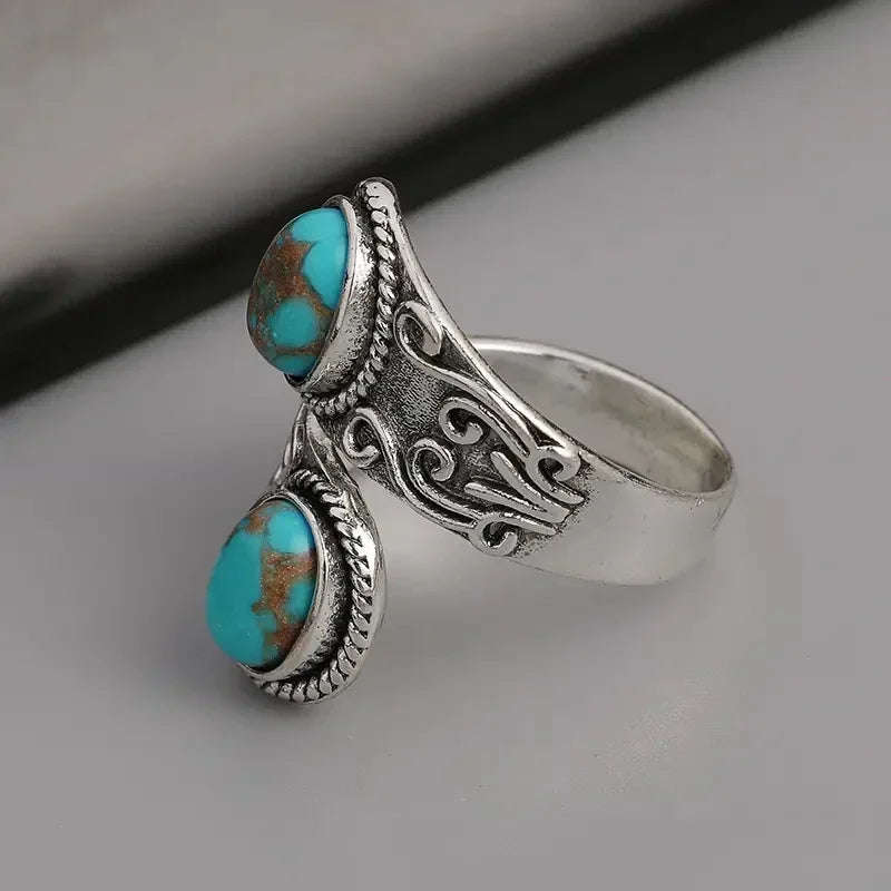 Elegante Vintage Turquoise Kruisring