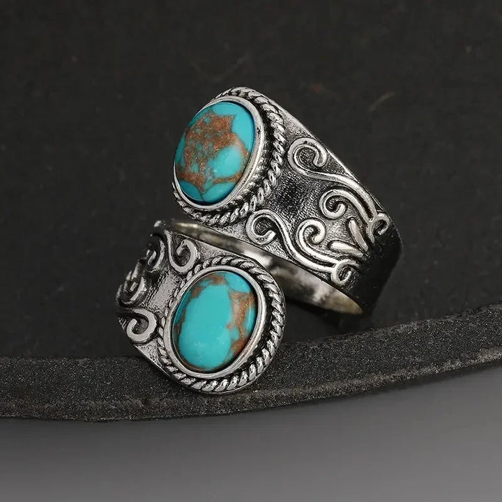 Elegante Vintage Turquoise Kruisring
