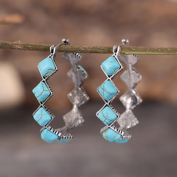 Vintage Turquoise U-Vormige Hoops