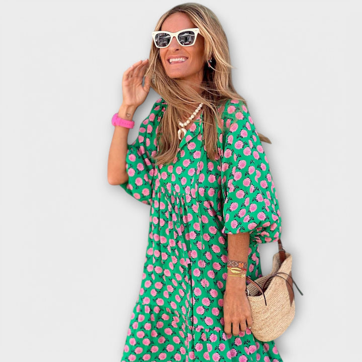 Elegante geometrische maxi-jurk