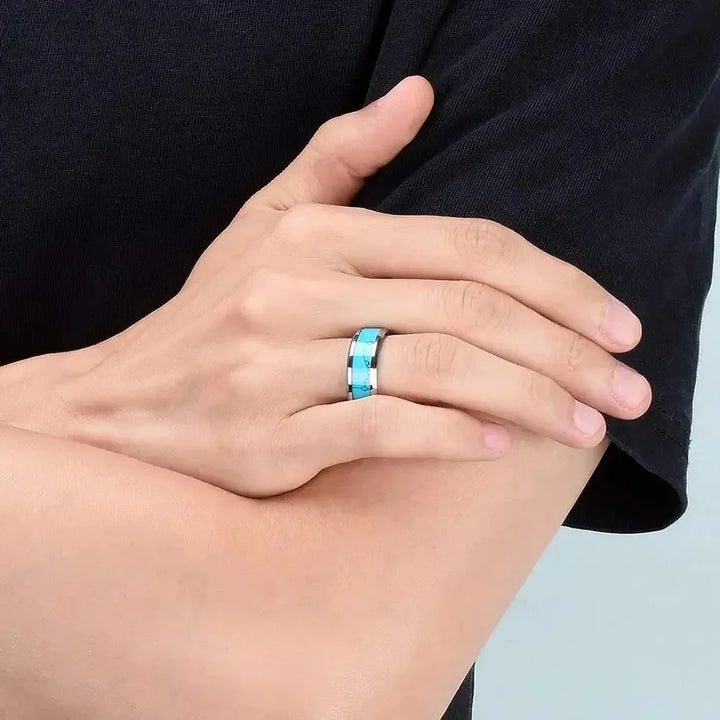 Verfijnde Ringen van Roestvrij Staal met Turquoise