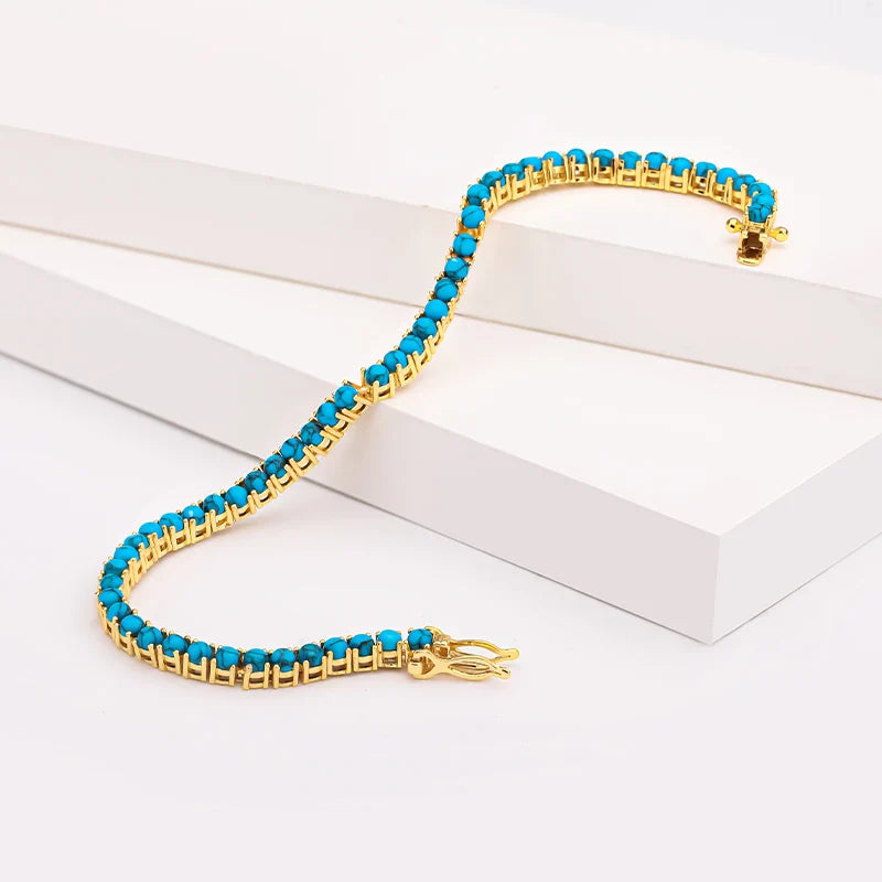 Elegante Gouden Turquoise Kettingarmband